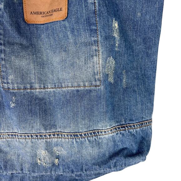 American Eagle Denim Tote Bag Distressed Logo New - Picture 9 of 16